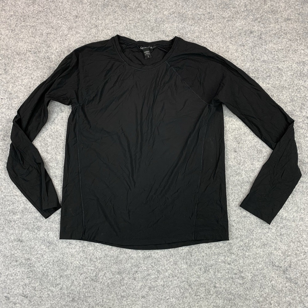 Athleta Shirt Womens Size Small Petite Black Long Sleeve Stretch Pullover Yoga